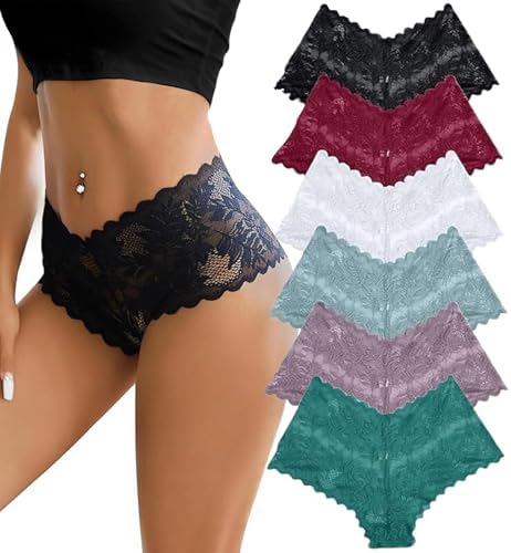 Women Lace Panties, Sexy Lace Underwear for Women, Hipster Panties, Ultra Thin Briefs Pack of 4