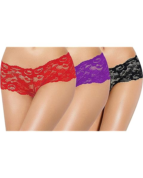 Women Lace Panties, Sexy Lace Underwear for Women, Hipster Panties, Ultra Thin Briefs Pack of 4