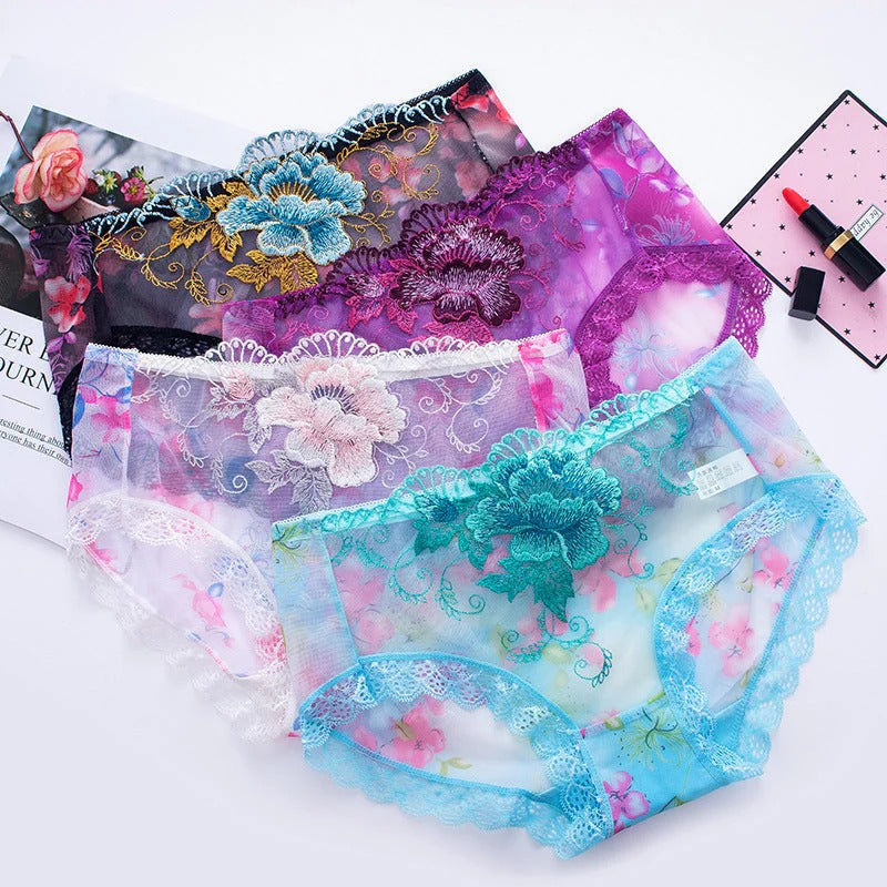 🌸Antibacterial cotton panties with lace embroidery | Pack of 4