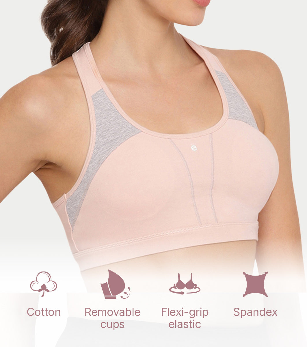 Enamor Innovations Y-panel Bounce Control, Agion Scent Protect ,Women's Sports Bra - High-Impact, Padded, Wirefree, Full Coverage - SB25 (Pearl)